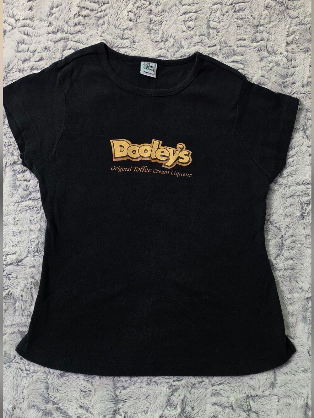 New Dooly's original toffee cream liqueur Black stretchy waist length XS t-shirt